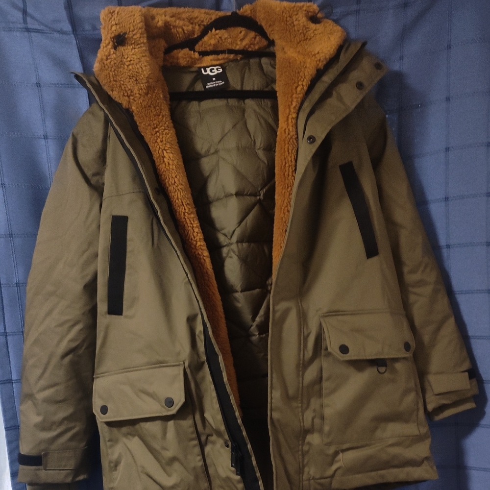 UGG Green and Brown Puffer Jackets with Durable Design